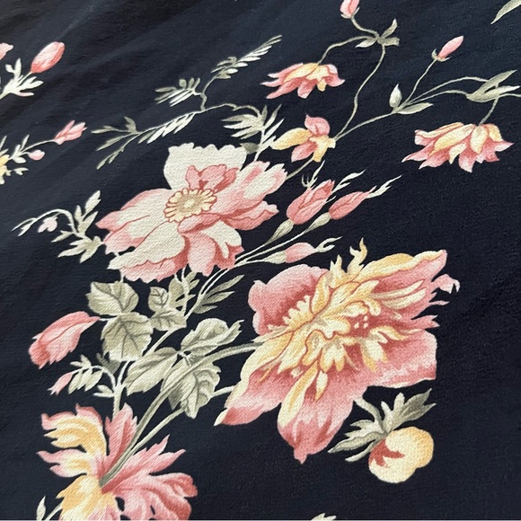 Vintage 100% Silk Casual Corner Black Floral Midi Dress Y2K Whimsigoth - Picture 9 of 11